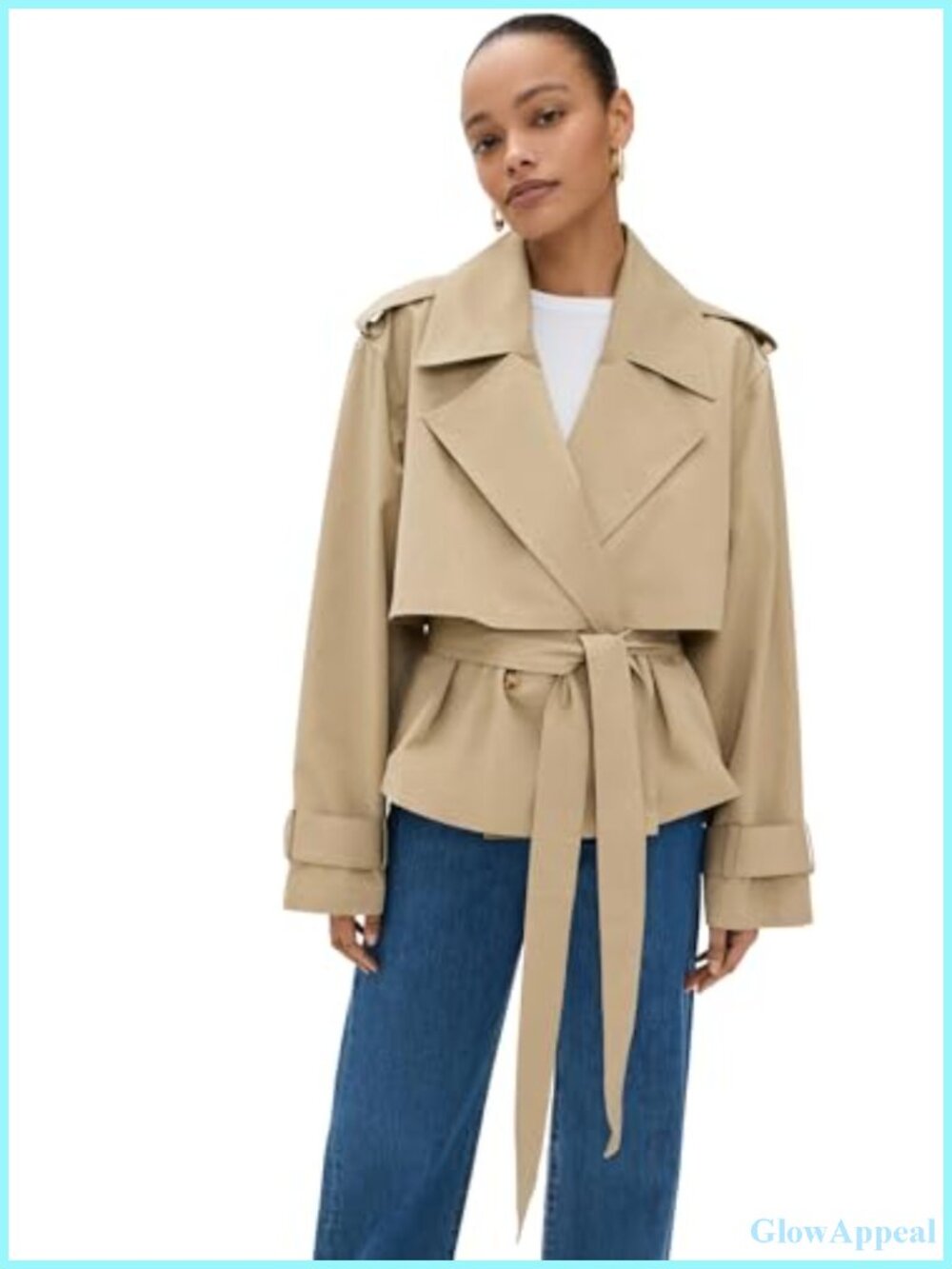 Luxury Cotton Cupro Trench Coat Notch Collar Epaulettes Waist Tie